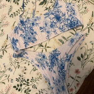 Amazon Blue Floral Women's Bandeau Set